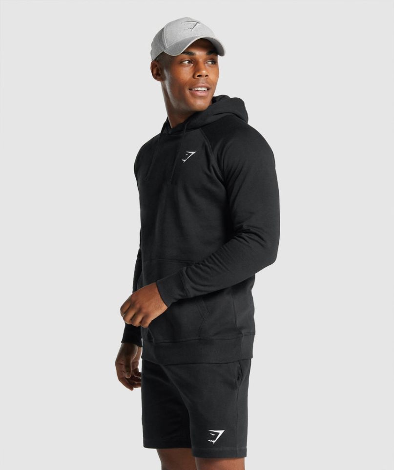 Bluzy Z Kapturem Gymshark Crest Męskie Czarne | PL 942RIP